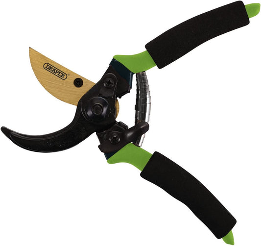 DRAPER 16570 - Bypass Secateurs with Foam Grip Handles, 203mm, Garden Pruning