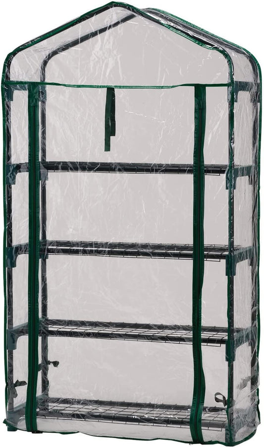 DRAPER 09972 - 4-Tier Greenhouse, Sturdy Steel Frame, Clear PVC Cover, Patio