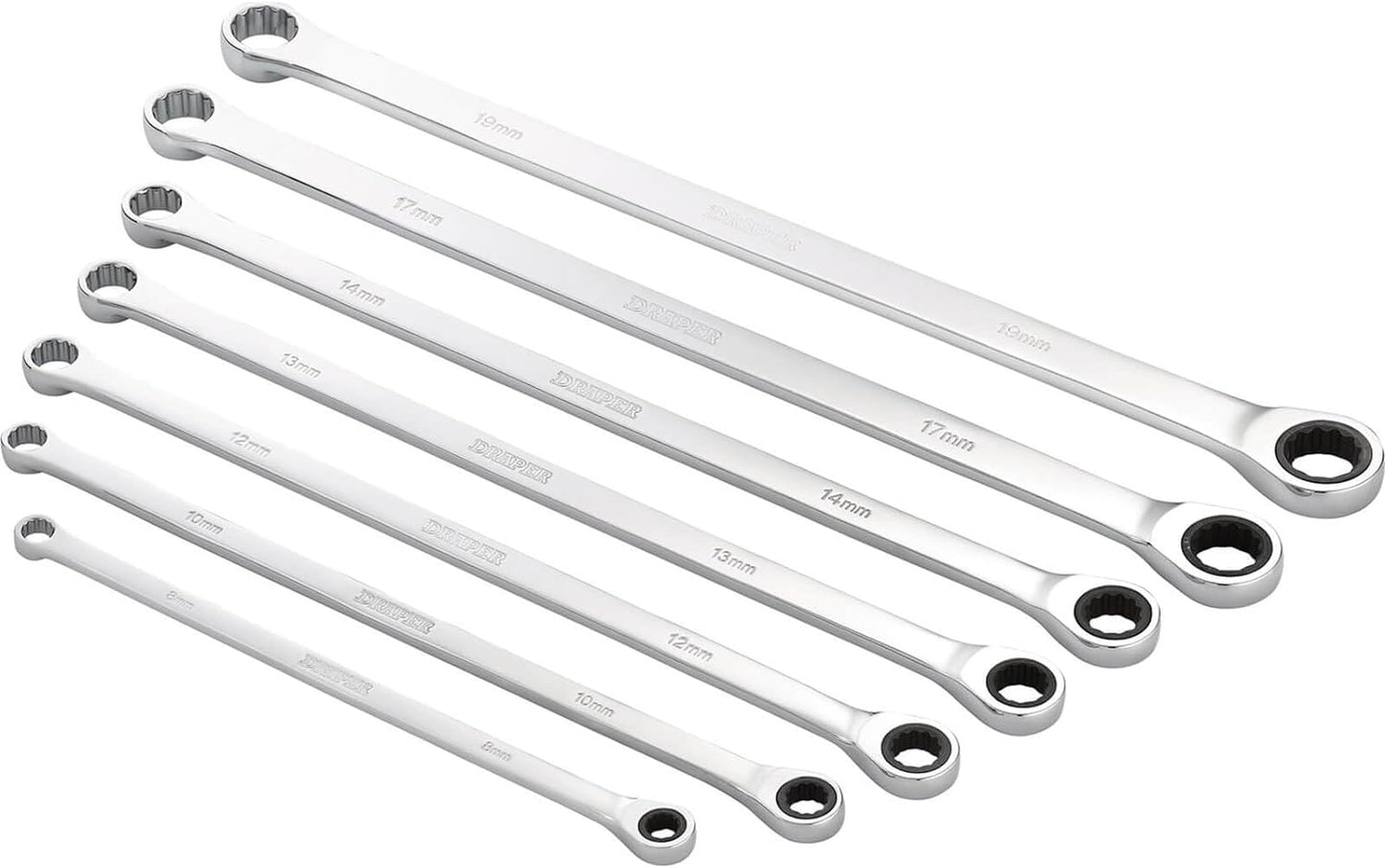 Draper Hi Torq 7 Piece Extra Long Double Ring Ratchet Spanner Set