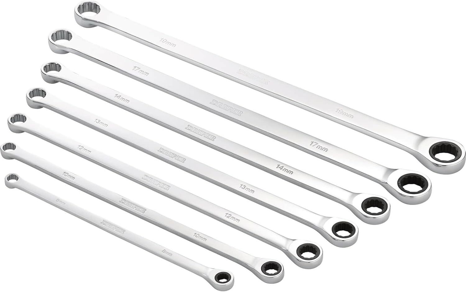 Draper Hi Torq 7 Piece Extra Long Double Ring Ratchet Spanner Set