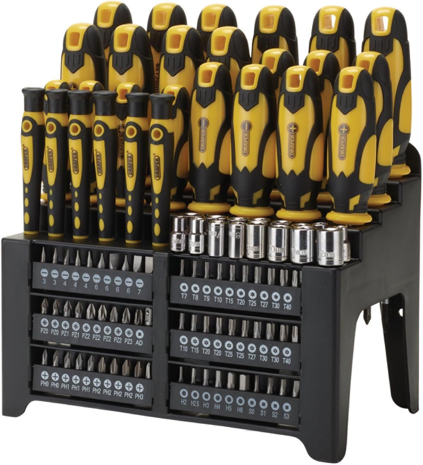 Draper 28001 Screwdriver and Bit Set, Yellow (103 Piece)