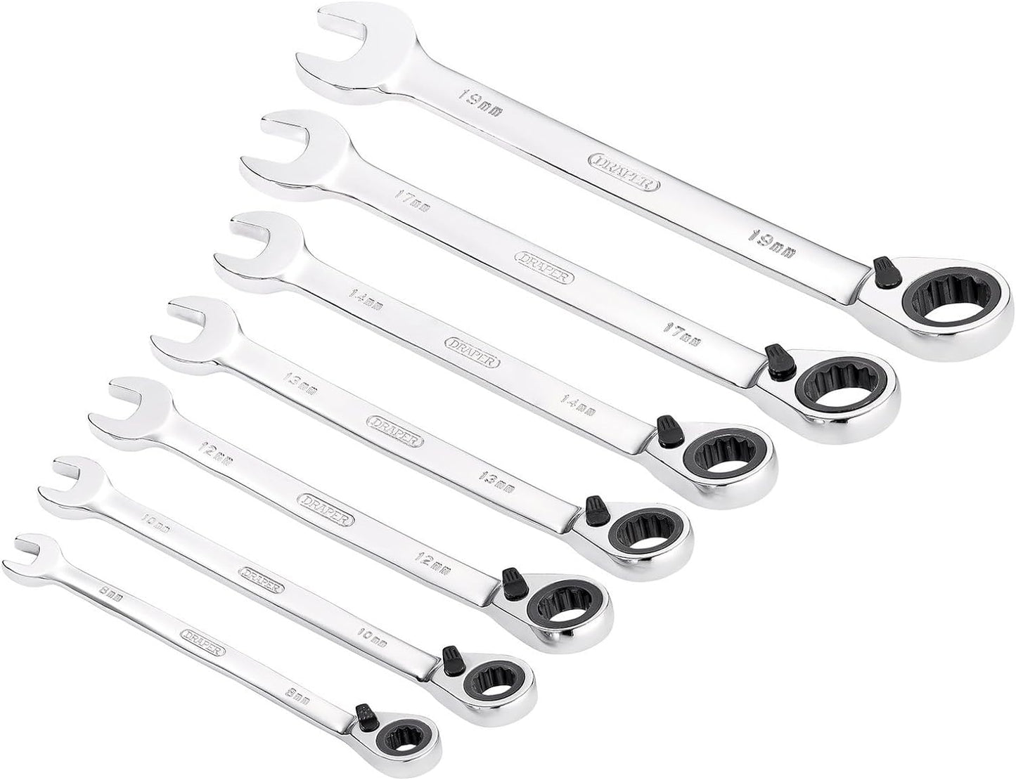 Draper 51179 HI-TORQ Metric Ratcheting Combination Spanner Set, 7 Pieces