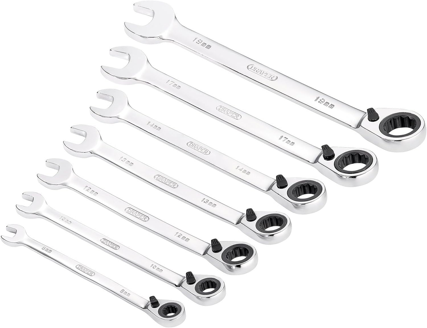 Draper 51179 HI-TORQ Metric Ratcheting Combination Spanner Set, 7 Pieces