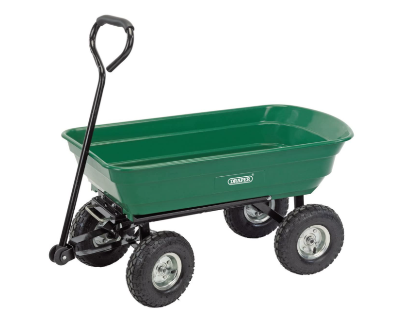 DRAPER 58553 22x96x51cm Garden Tipper Cart - Heavy Duty Gardening Trolley with Handle For Home and Professional Use