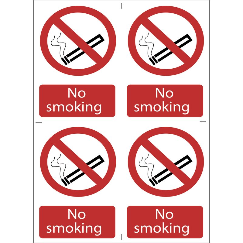 Draper NO SMOKING 4 SIGNS 72166 Prohibition and Fire Equipment Signs