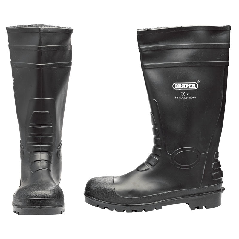 DRAPER 02697 - (ALL SIZES) Safety Wellington Boots  (S5) Black
