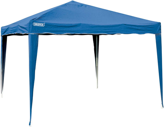Draper Blue 3m x 3m Concertina Gazebo Garden Party Shelter Canopy Roof