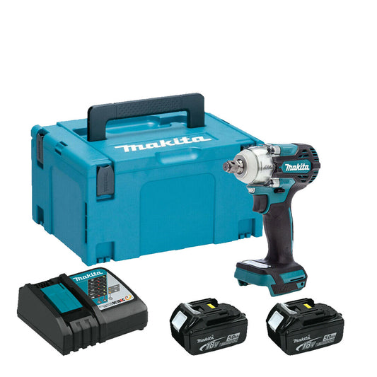 Makita DTW300RTJ Cordless 18V 1/2In LXT Brushless Impact Wrench With 2x 5Ah Batteries, Charger And MAKPAC Type 3 Carry Case