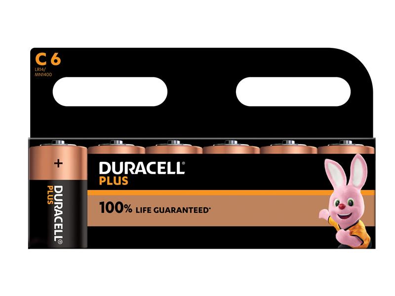Duracell S18713 C Cell Plus Power +100% Batteries (Pack 6)