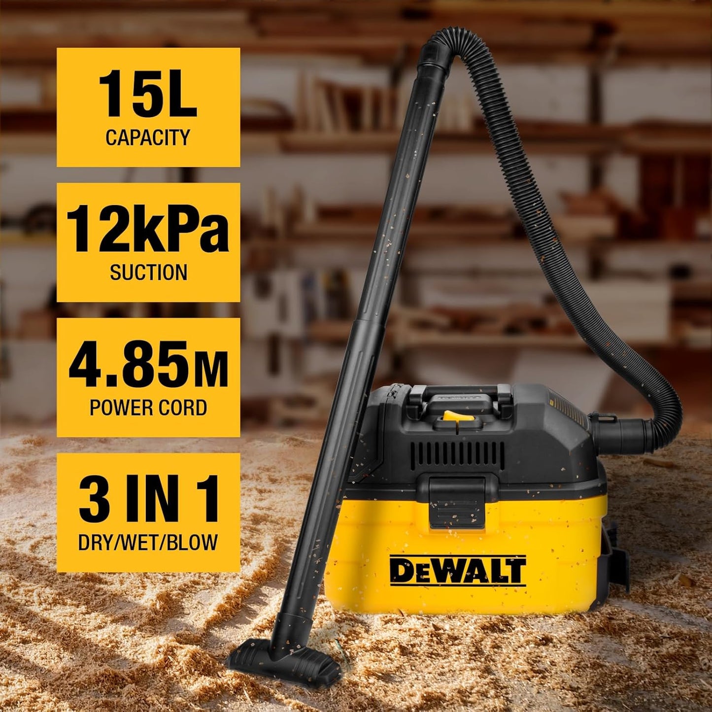 DEWALT DXV15TA 15L Wet & Dry Toolbox Vacuum
