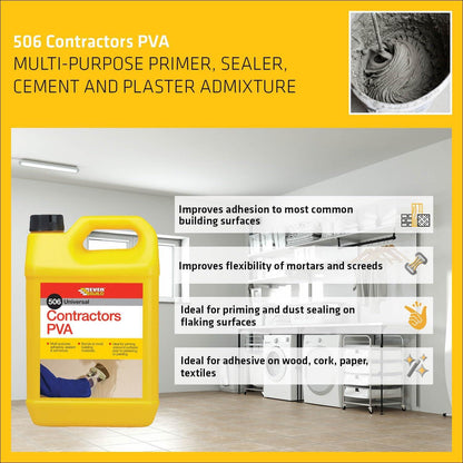 Everbuild 506 Contractors PVA Adhesive & Sealer 5 Litre Primer Bonding Agent