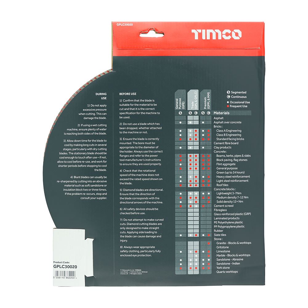TIMCO Trade Diamond Blade Cont 300 x 20.0 Pack 1