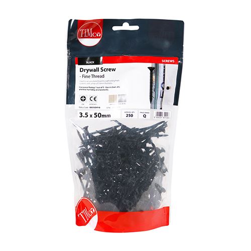 TIMCO Drywall Screw PH2 - BLK 3.5 x 50 Black Pack 250