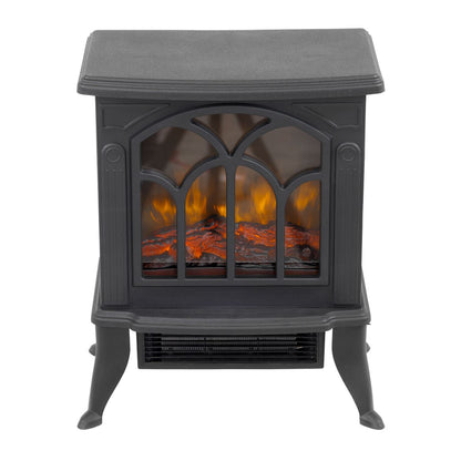 Baridi DH121 Electric Stove Heater Fireplace with LED Log Flame Effect 1800W - Black | 230V~ 50Hz, Thermostat, Tip-Over Switch, LED Flame Effect