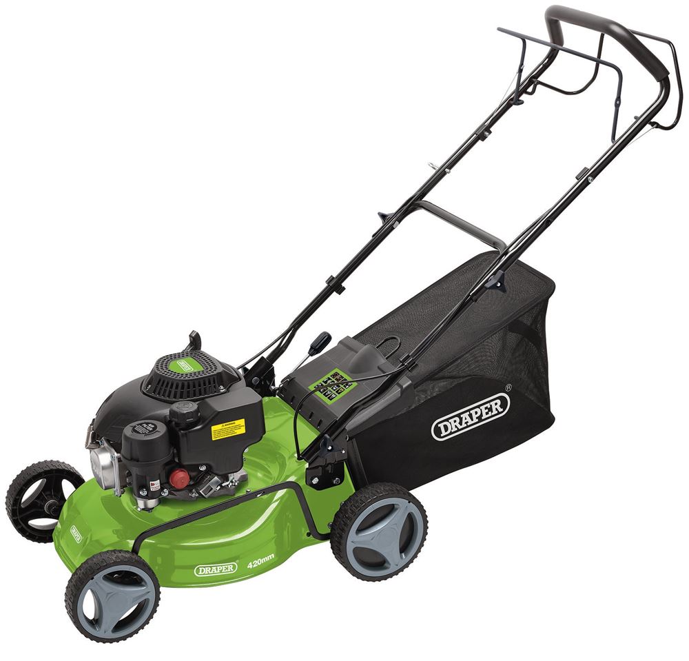 Draper PETROL L/MOWER STEEL DECK420MM 08671 Steel Deck Petrol Lawn Mower, 420mm, 132cc/3.3HP
