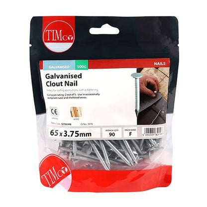 TIMCO Galvanised Clout Nails Roofing Nails Available in All Sizes and Pack Quantities from 50 Pieces to 25kg for Roofing Felt Timber and General Construction