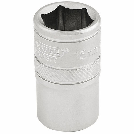 16605 Draper Expert Expert 6 Point Metric Socket, 1/2 Sq. Dr., 15mm H-MM/MS 1/2 Sockets Professional Trade DIY Workshop Garage Use