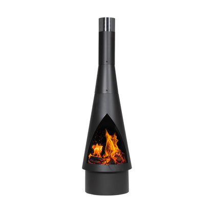 Dellonda DG109 Outdoor Chiminea, Fireplace, Fire Pit, Heater, Durable, Black Steel | Stylish chiminea is perfect for relaxing outdoors with family and