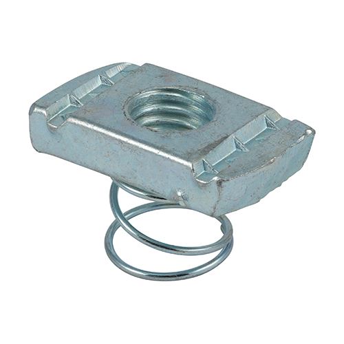 TIMCO Channel Nut Short Spring BZP M12 Silver Pack 100