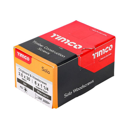 TIMCO Solo Woodscrew PZ2 CSK Zinc 3.5 x 30 Silver Pack 200