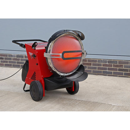Sealey IR55 Infrared Paraffin/Kerosene/Diesel Heater 155,252Btu/hr | 155,252Btu/hr(45.5kW), 230V - 5A | Infrared heater suitable for well-ventilated
