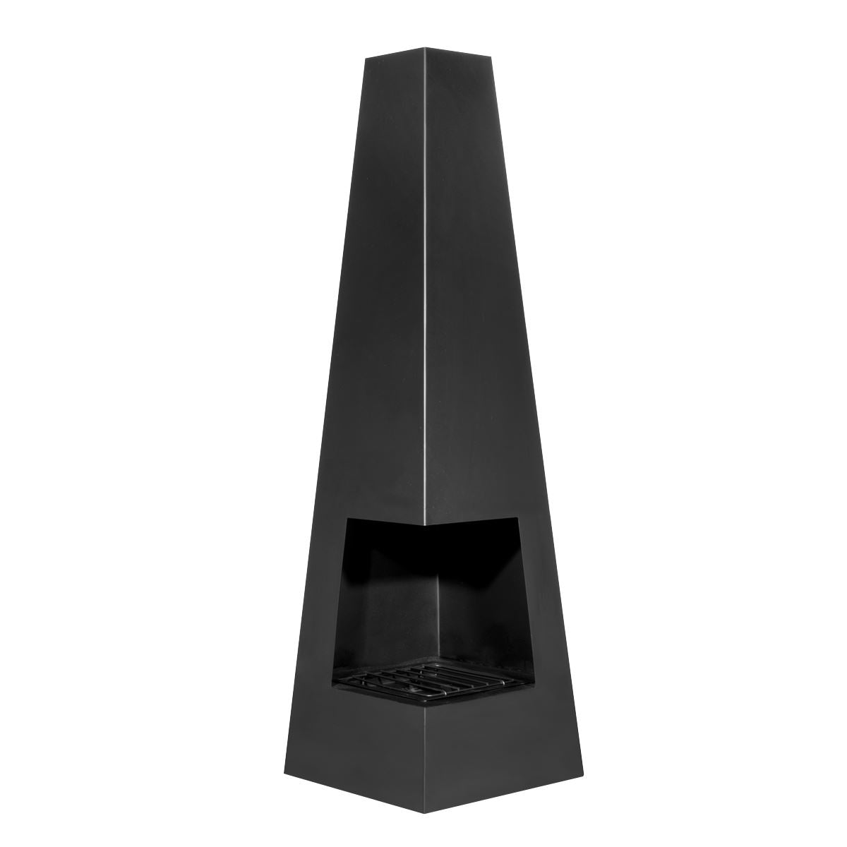 Dellonda DG105 Chiminea, Wood Burner, Heater for Outdoors W45cm x H150cm - Black Steel | Stylish chiminea is perfect for relaxing outdoors with family