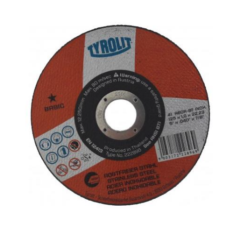 TYROLIT 41 A60R-BF INOX  115mm x 1.0mm x 22.23 stainless steel grinding disc