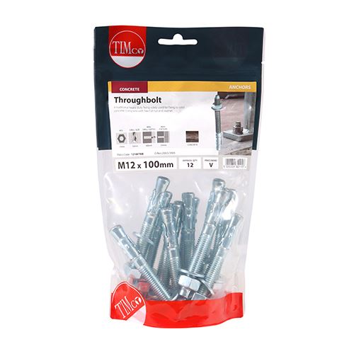TIMCO Throughbolt - BZP M12 x 100 Silver Pack 12