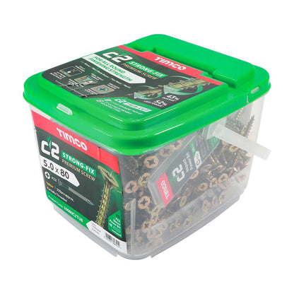 TIMCO C2 Strong-Fix PZ2 CSK ZYP 5.0 x 80 Gold Pack 350