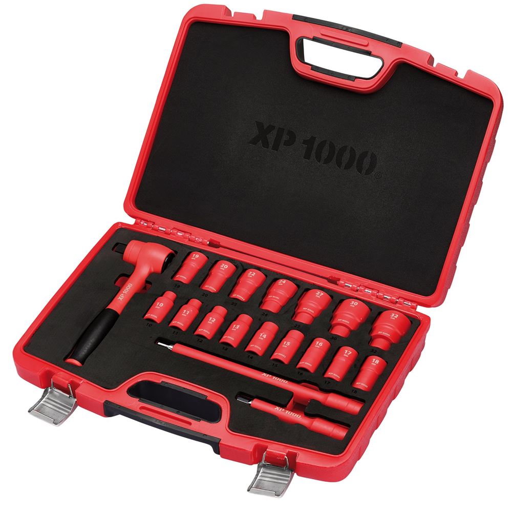 Draper XP1000 19PC 1/2 VDE SOCKET SET XP1000Â® VDE Metric Socket Set, 1/2" Sq. Dr. (19 Piece)
