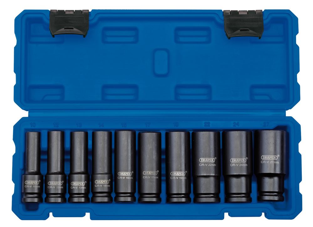 Draper 10PC 1/2SQ.DR IMPACT SOCK.SET 83096 1/2" Sq. Dr. Metric Deep Impact Socket Set (10 Piece)