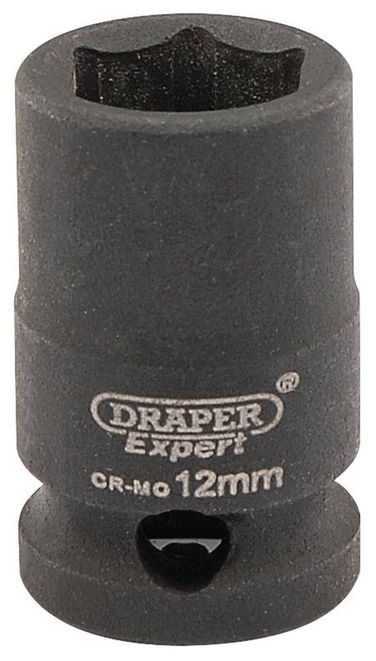 06871 Draper Expert HI-TORQ 6 Point Impact Socket, 3/8 Sq. Dr., 12mm 409-MM 3/8 Impact Sockets Professional Trade DIY Workshop Garage Use