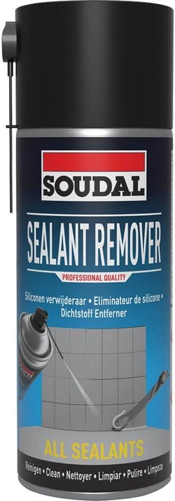 Soudal Aerosol Silicone Remover Spray 400ml for Removing Cured Silicone Sealant Residue from Bathrooms Kitchens Windows Doors and Sanitary Surfaces