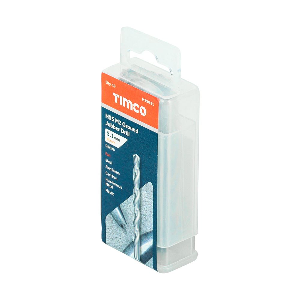 TIMCO HSS-G Jobber Drill Bit M2 5.1mm Pack 10