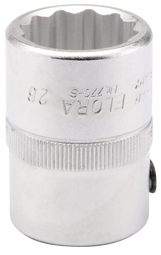 00749 Elora Elora Bi-Hexagon Socket, 3/4 Sq. Dr., 26mm 770-S 26 3/4 Sockets Professional Trade DIY Workshop Garage Use