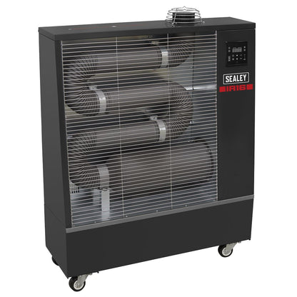 Sealey IR16 Industrial Infrared Diesel Heater 16kW | 55,000Btu/hr(16kW), 80W, 230V~50Hz, Thermostat, Timer, Wheels, Overheat Protection