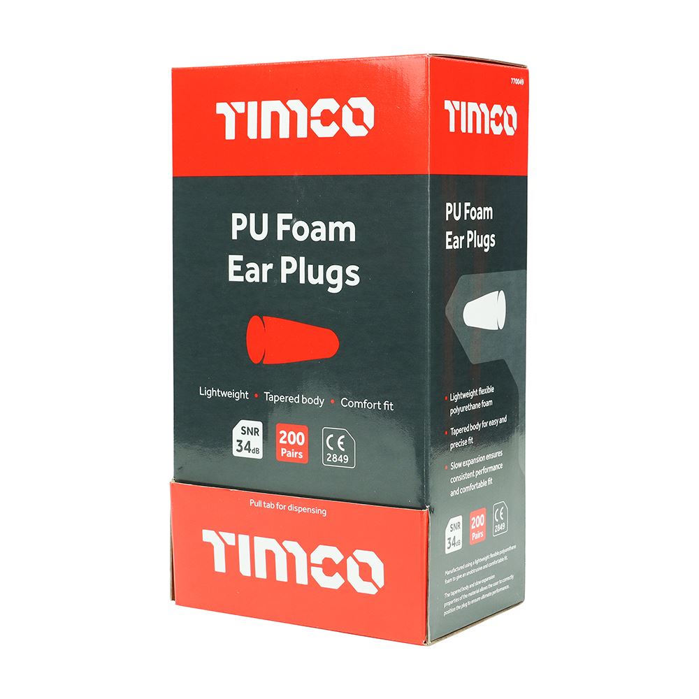 TIMCO PU Foam Ear Plugs BOX One Size Pack 200