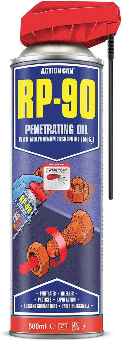 Action Can RP-90 Twin Spray 500ml Penetrating Oil Seized Bolt Rust Spray