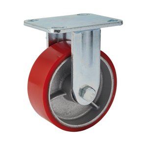 Draper IND.PU CASTOR FIXED-125MM DIA 65528 65528 Heavy Duty Polyurethane Wheeled Fixed Plate Castors