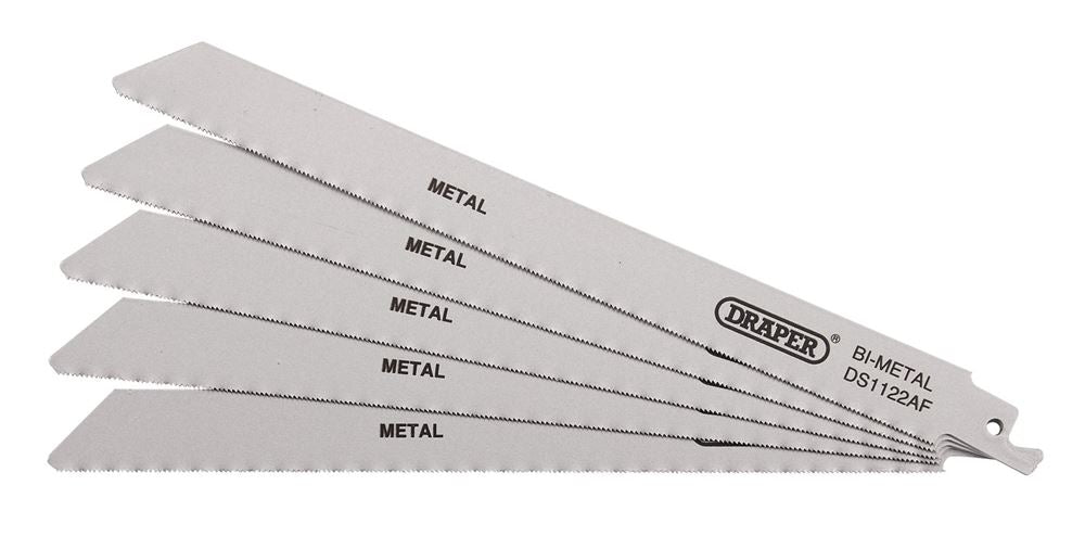 Draper RECIP SAW BLADE 5PCS - S1122AF 38593 Bi-metal Reciprocating Saw Blades, 225mm (Pack of 5)