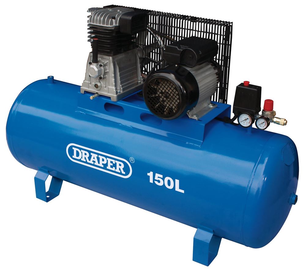 Draper AIR COMP. BELT DRIV.3HP 150LTR 55304 150L Stationary Belt-Driven Air Compressor (2.2kW) - 55304