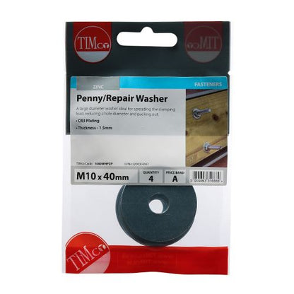 TIMCO Penny Washer DIN 9054 - BZP M10 x 40 Silver Pack 4