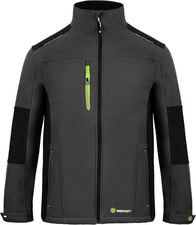 Beeswift Flex Softshell Work Jacket Grey Black 320gsm Water Repellent Windproof Sizes S-5XL