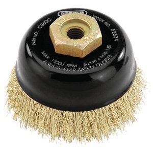 52634 Draper Expert Expert Brassed Steel Crimped Wire Cup Brush, 60mm, M10 CB60C Wire Cup Brushes Professional Trade DIY Workshop Garage Use