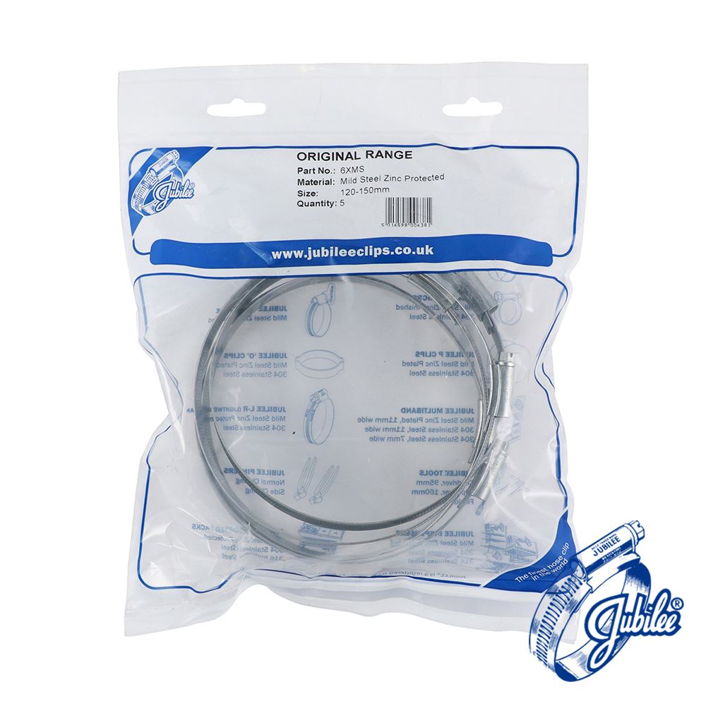 TIMCO Jubilee Clip Mild Steel 120-150mm Pack 5