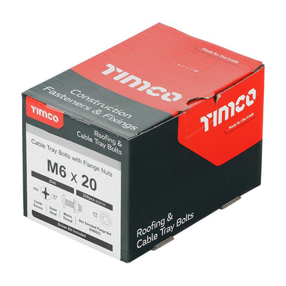 TIMCO Cable Tray Bolt & F/Nut Zinc M6 x 20 Silver Pack 200