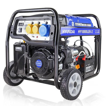 Hyundai HY10000LEK-2 Petrol Generator 8kW 10kVA Recoil Electric Start Portable Site Power Backup Power Portable Backup Site Power