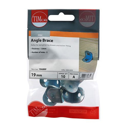 TIMCO Angled Brace - BZP 19 x 19 x 19 Silver Pack 10