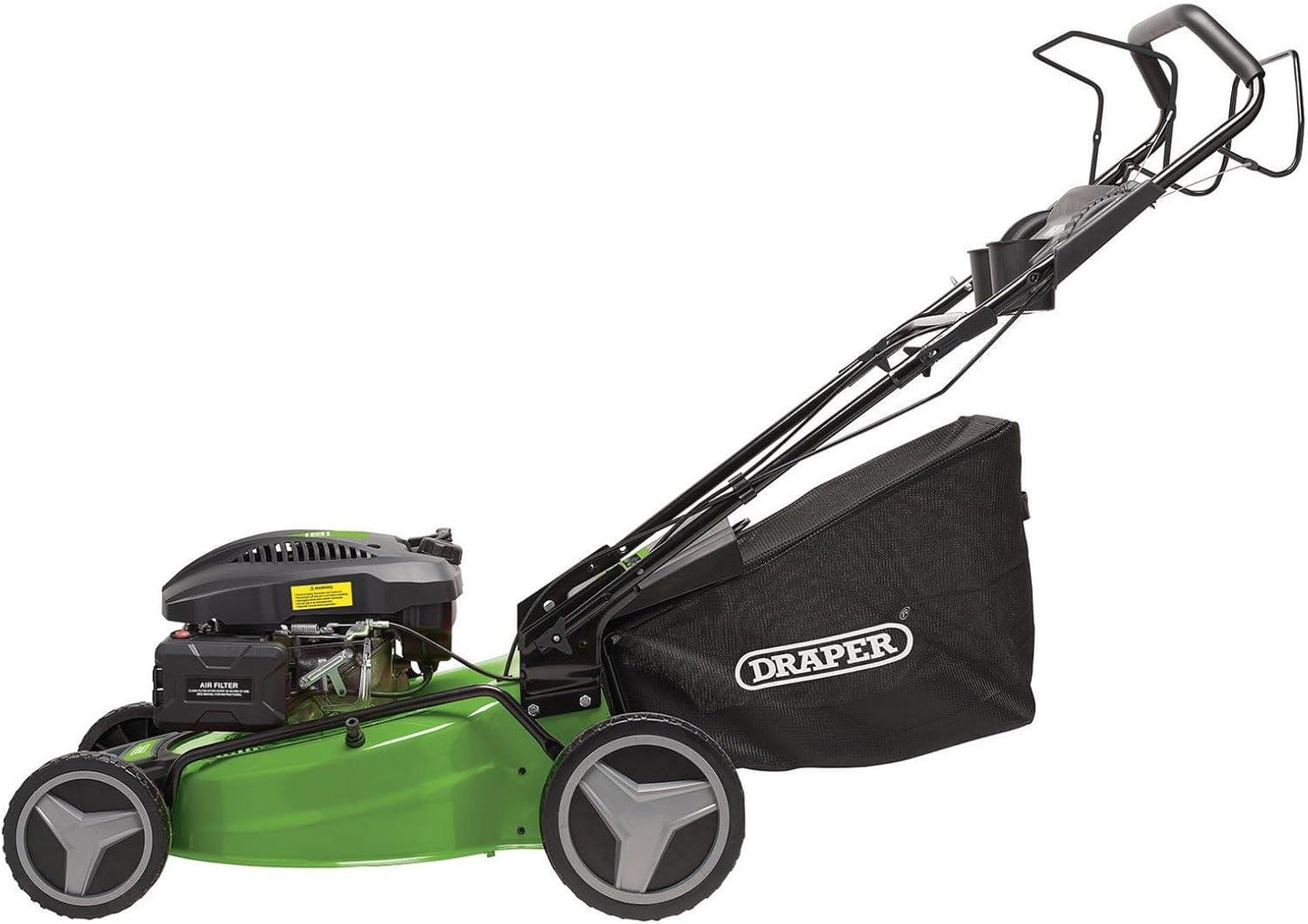 Draper 173cc Petrol Lawn Mower 510mm Self Propelled Steel Deck 65L Grass Box