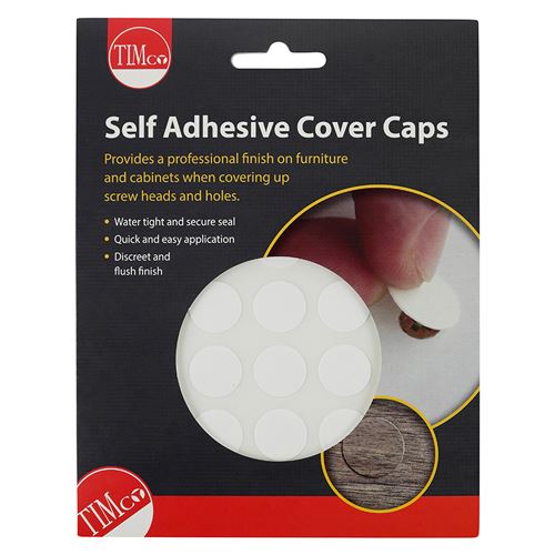 TIMCO Adhesive Caps White Matt 18mm White Pack 105